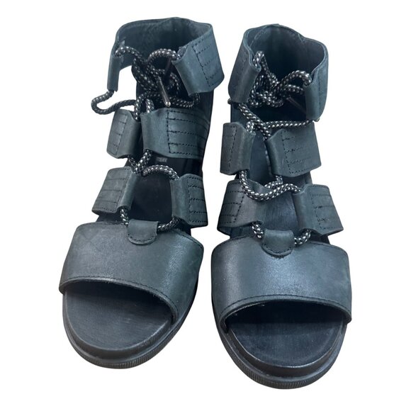 Sorel Womens Size 8 Black Gladiator-Style Sandals With Lace-Up Detail & Open Toe - Picture 4 of 14
